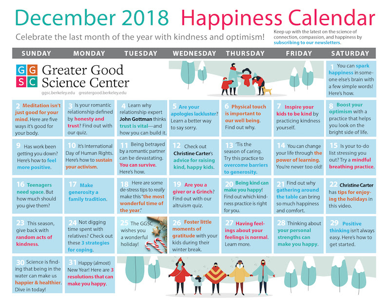 December Happiness Calendar