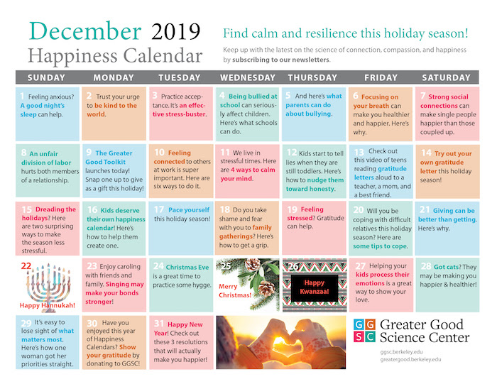 December Happiness Calendar